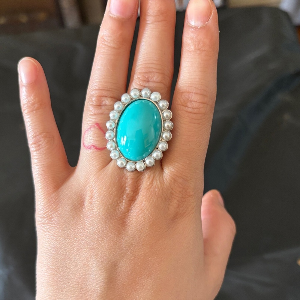 Guess Turquoise and Pearl Women's Ring